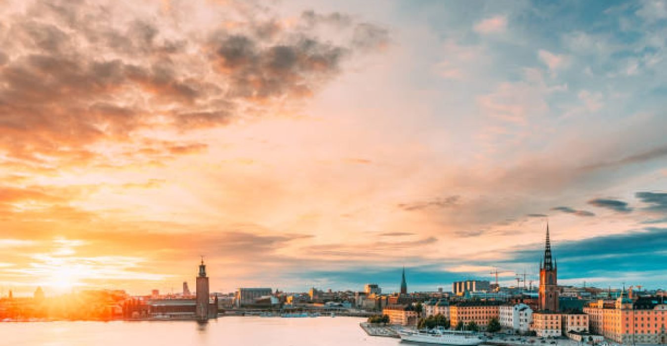 sthlm 2 Stockholm, Sweden. Scenic Famous View Of Embankment In Old Town Of Stockholm At Summer. Gamla Stan In Summer Evening. Famous Popular Destination Scenic Place And UNESCO World Heritage Site.